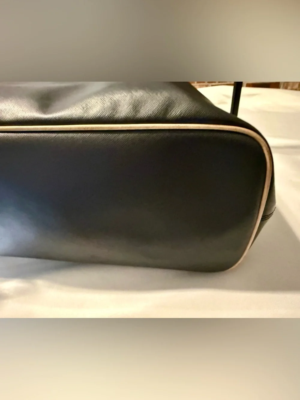 Coach Peyton Signature Tote in Black Canvas and Leather Tan Accents
